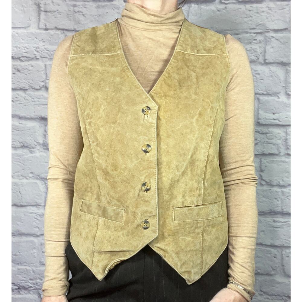 Tan/Camel Color Suede Button-up Vest by Two Twenty - image 2
